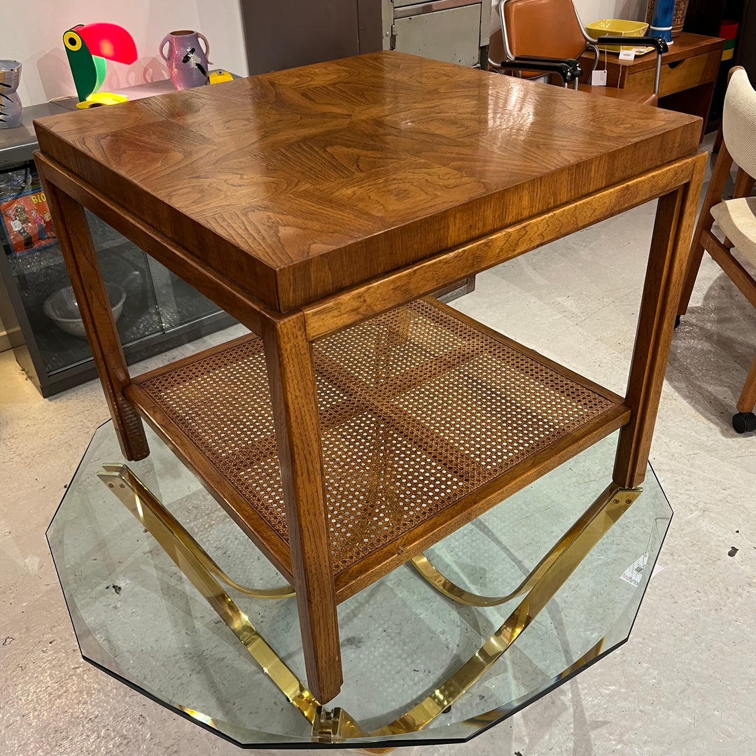 Drexel “Consensus” Side/End Table w/Caned Shelf