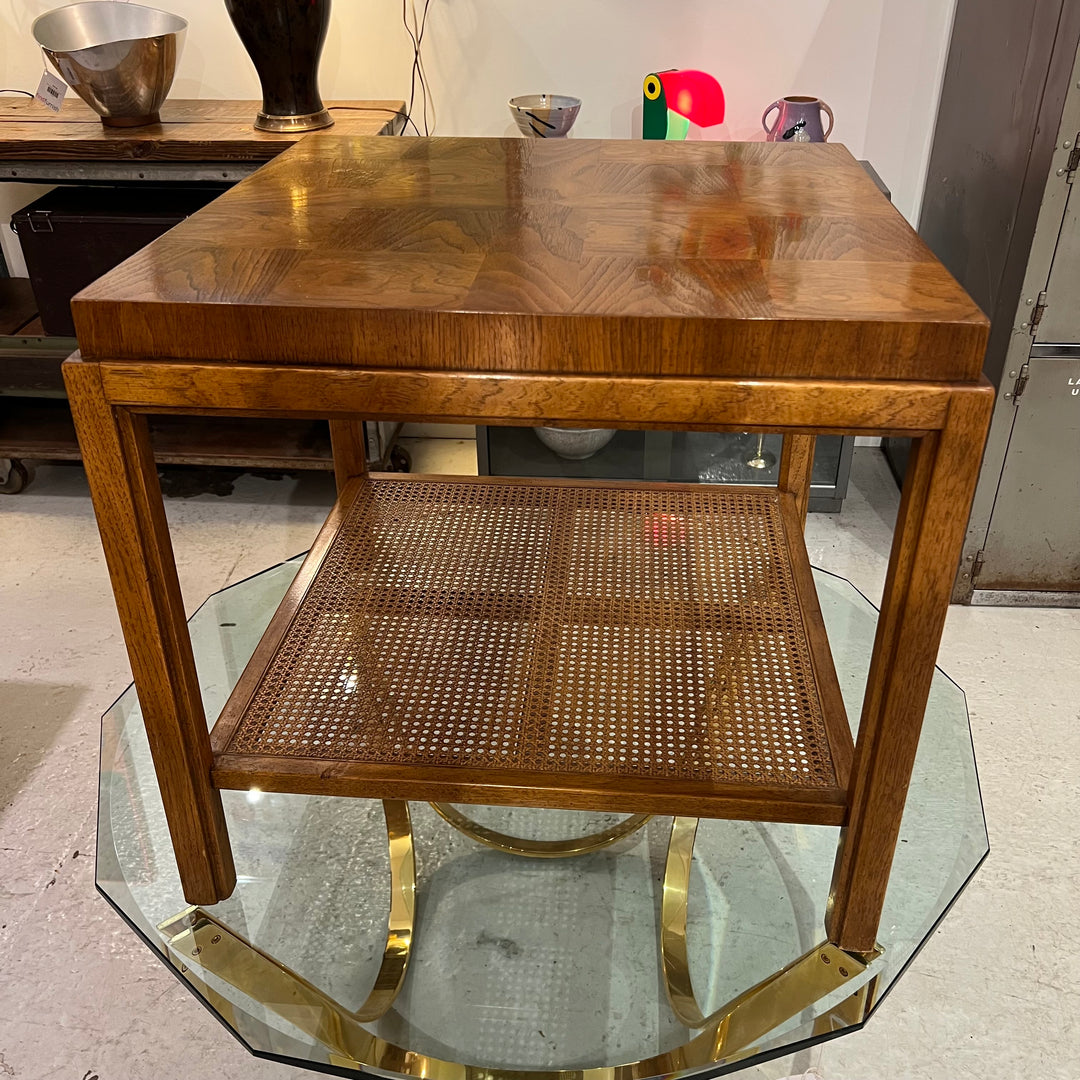 Drexel “Consensus” Side/End Table w/Caned Shelf