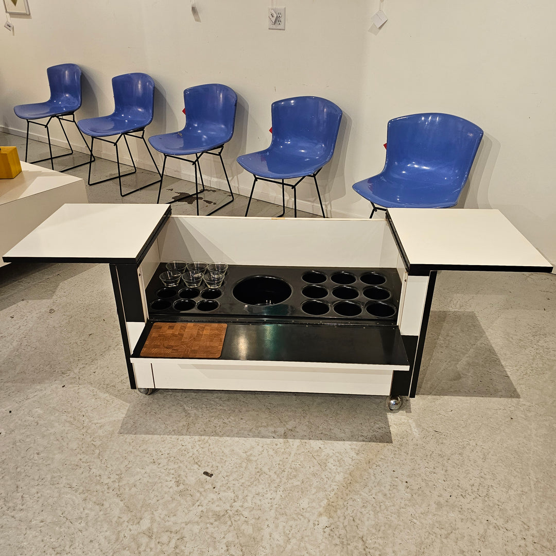 Space Age Black and White Hidden Bar Cart Chest