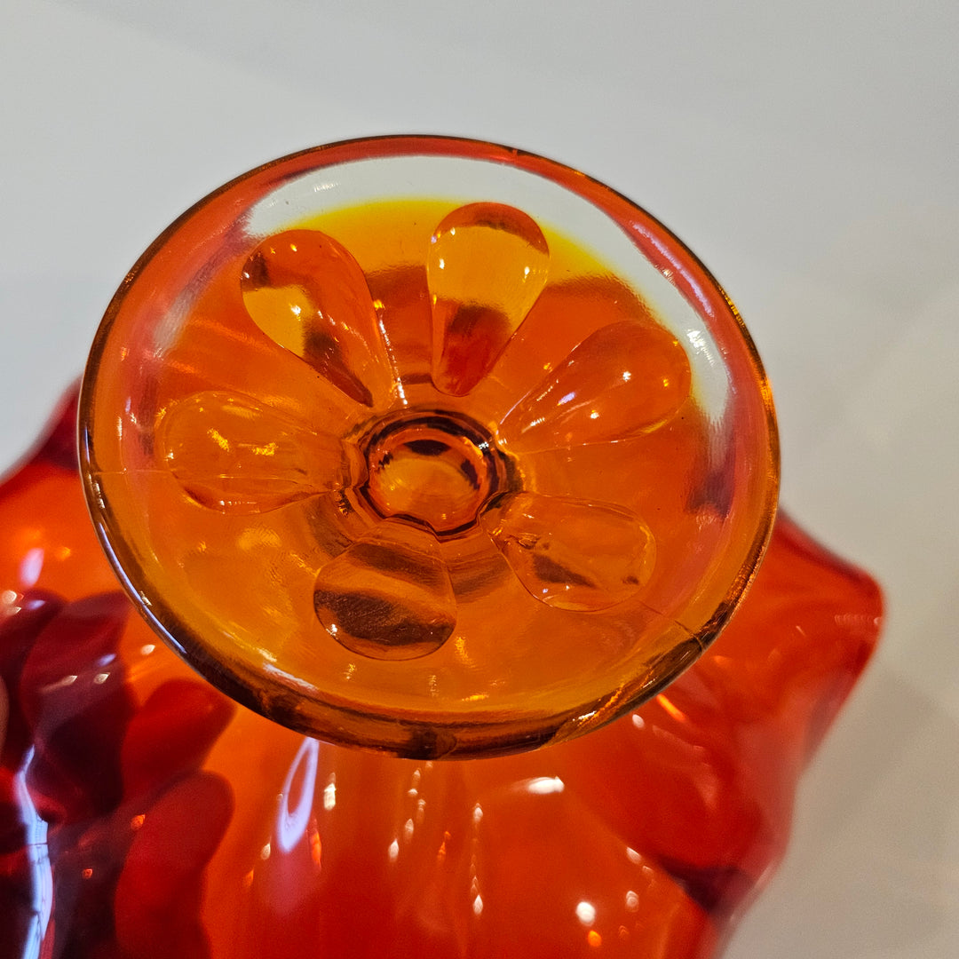 Red Orange Viking Glass Lotus Bowl