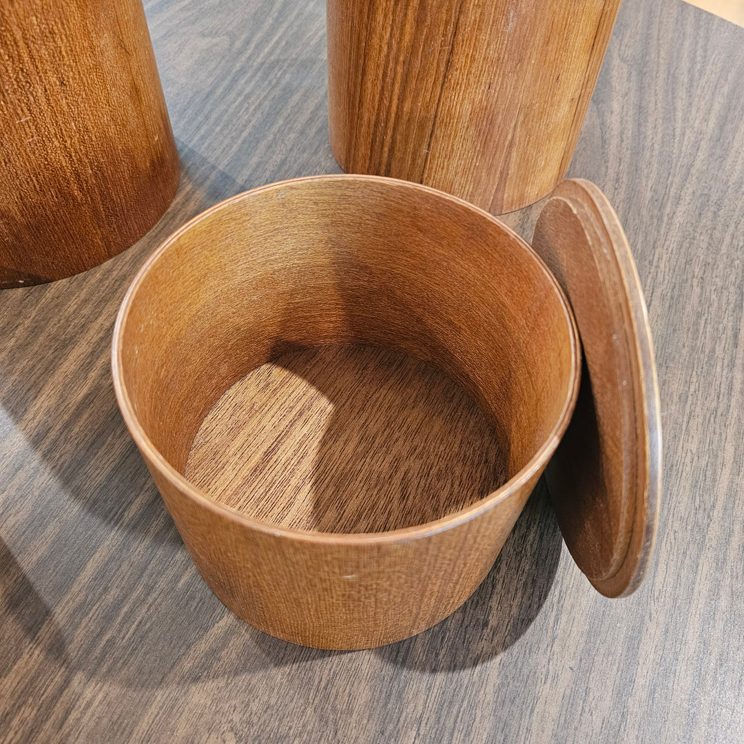 Set of Four Teak Nesting Canisters