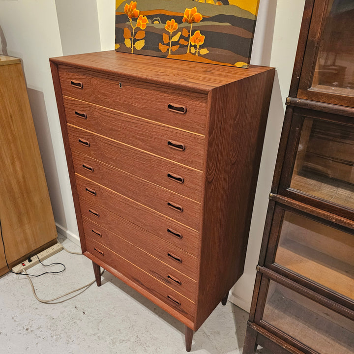 Mid Century Danish Teak Highboy Dresser