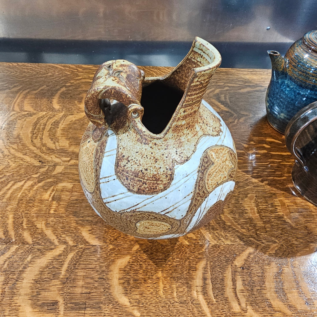Signed Stoneware Pottery Pitcher Jug