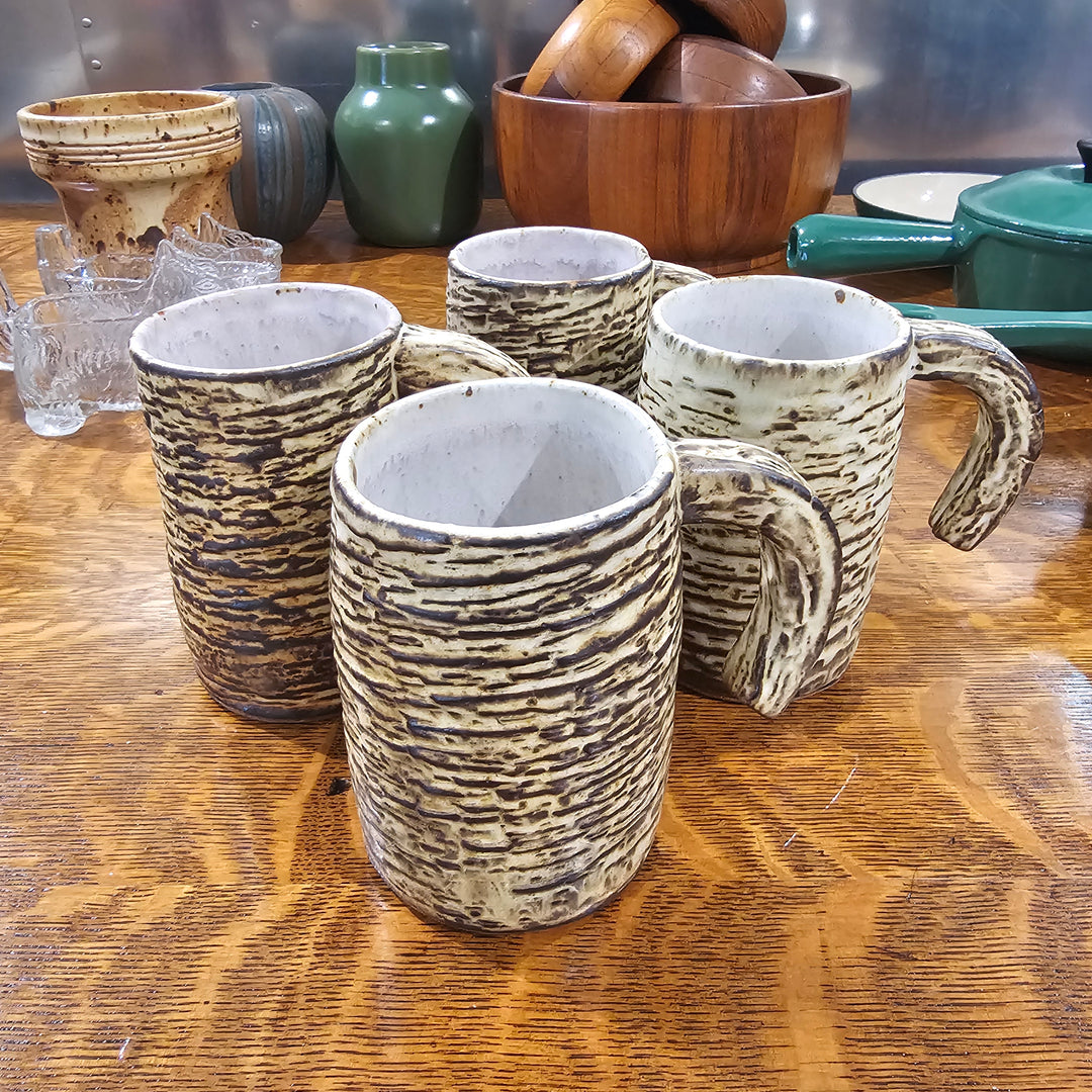 (4) Pottery Mugs by Mike Holmes