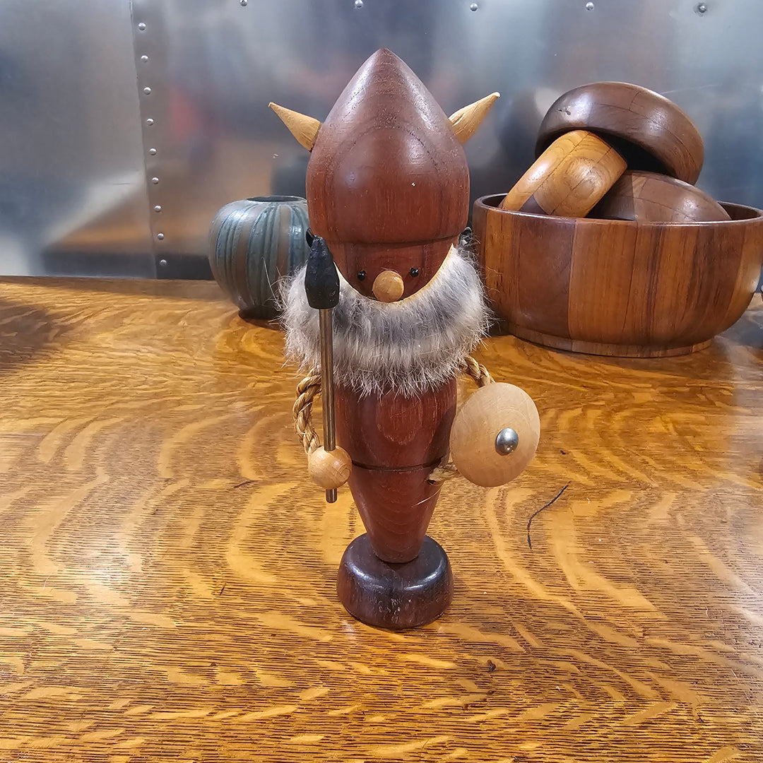 Teak Wood Viking Figure