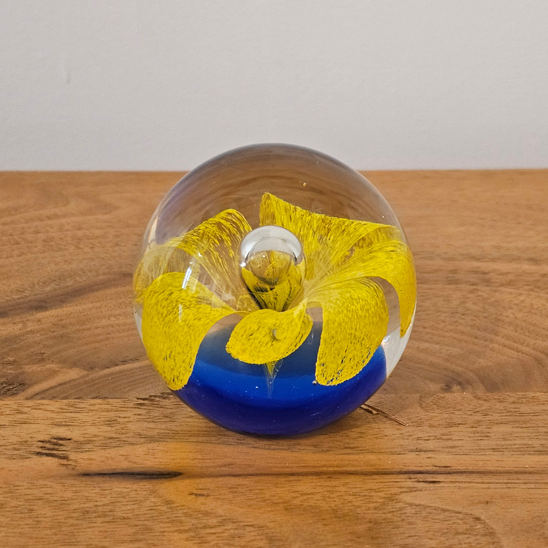 Yellow & Blue Lily Paperweight