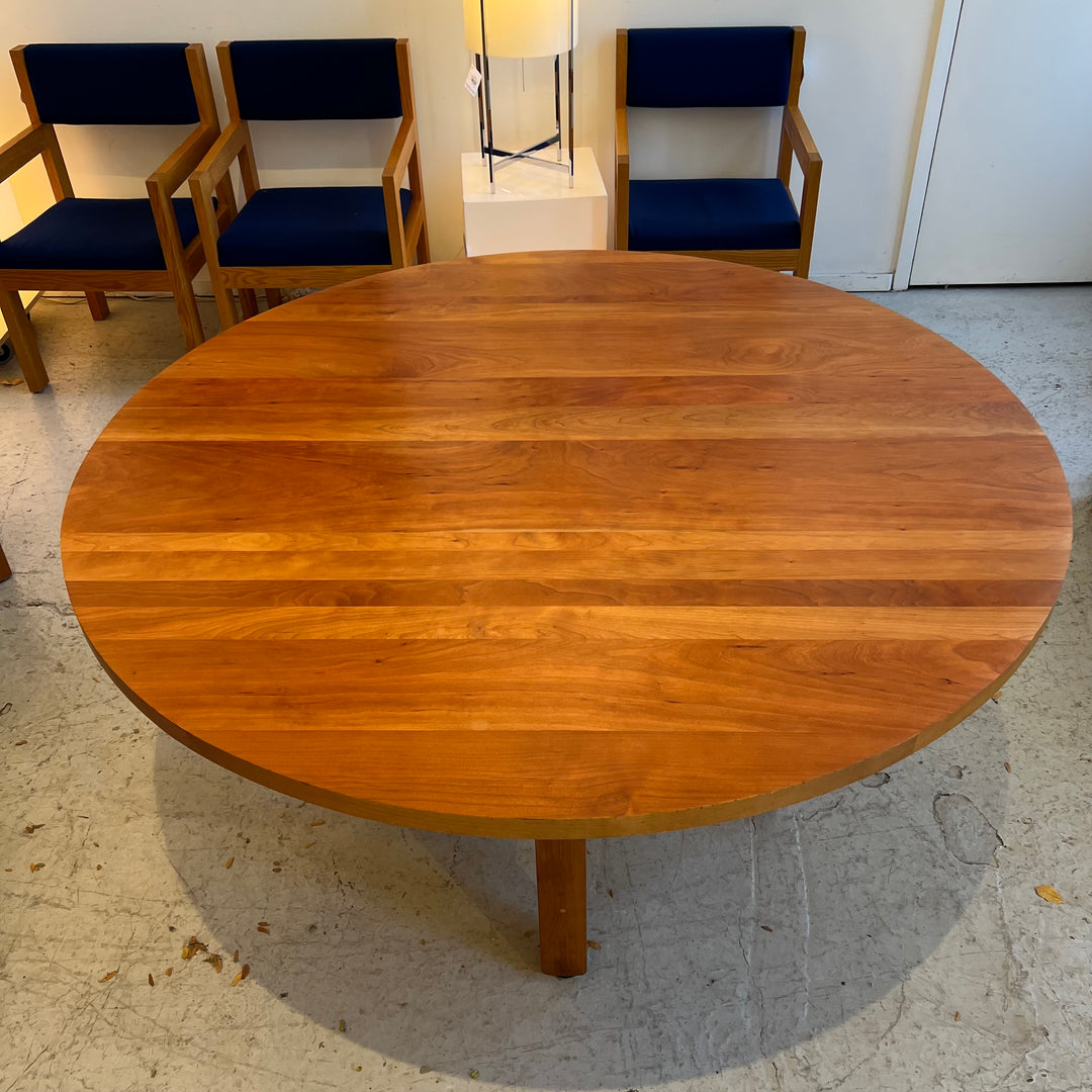 1980s Custom 54” Round Wood Dining Table w/Refinished Top