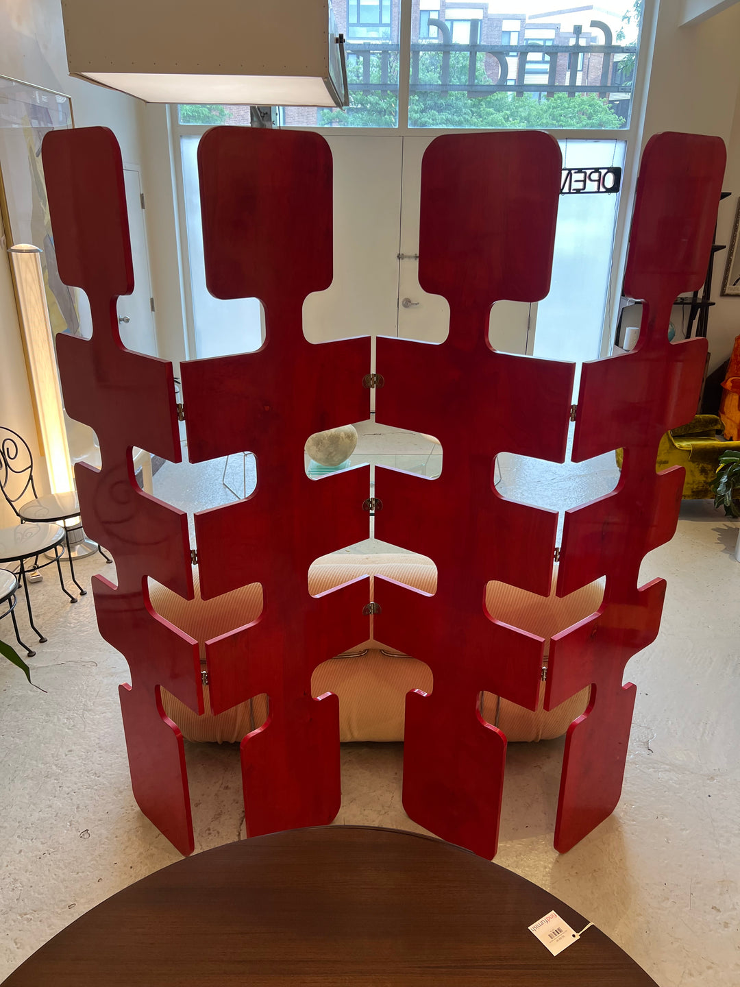 One-of-a-kind Custom Red Lacquered Room Divider