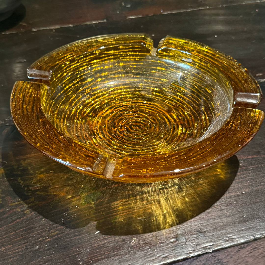 Textured Amber Glass Ashtray