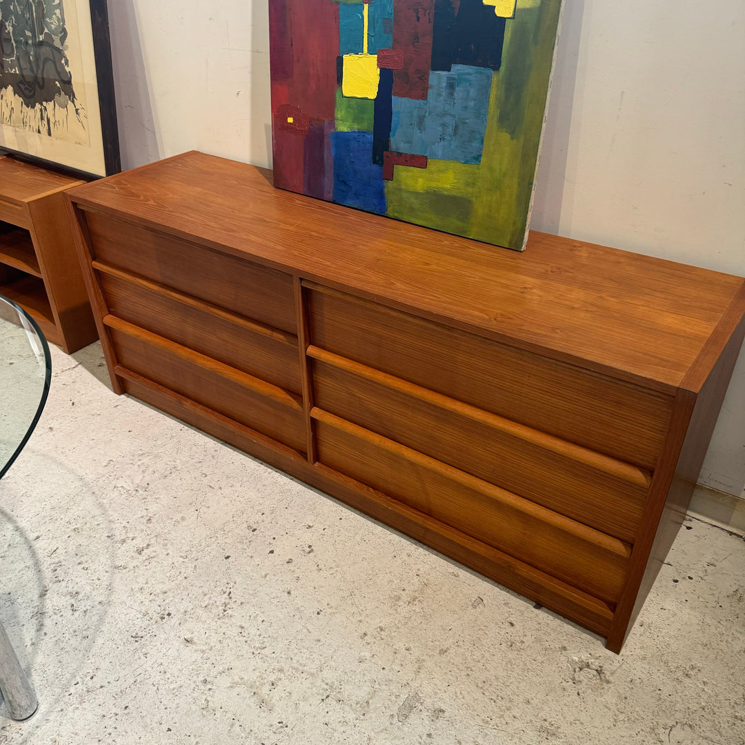 Teak Six Drawer Lowboy Dresser