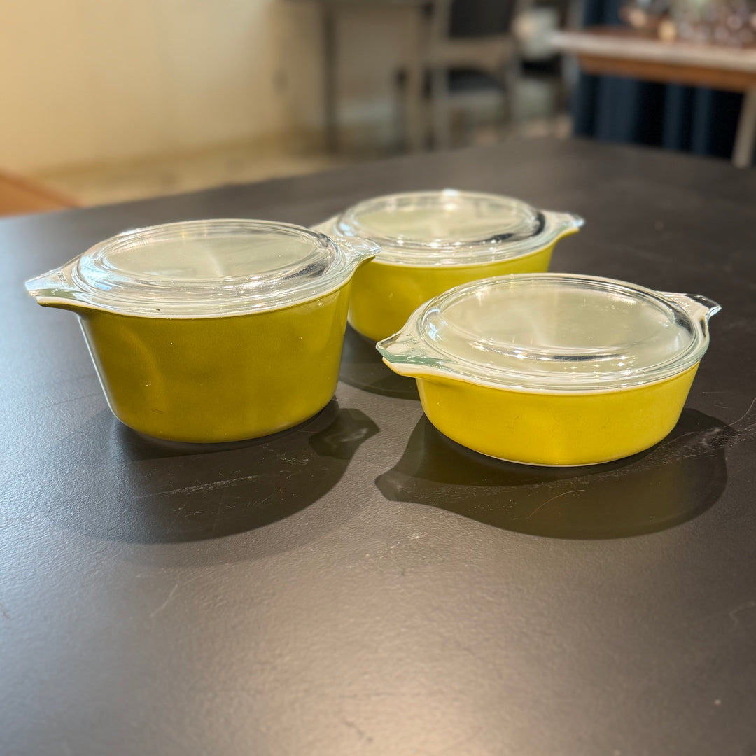 6 pc Pyrex Verde Green Casserole Set