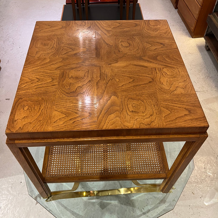 Drexel “Consensus” Side/End Table w/Caned Shelf
