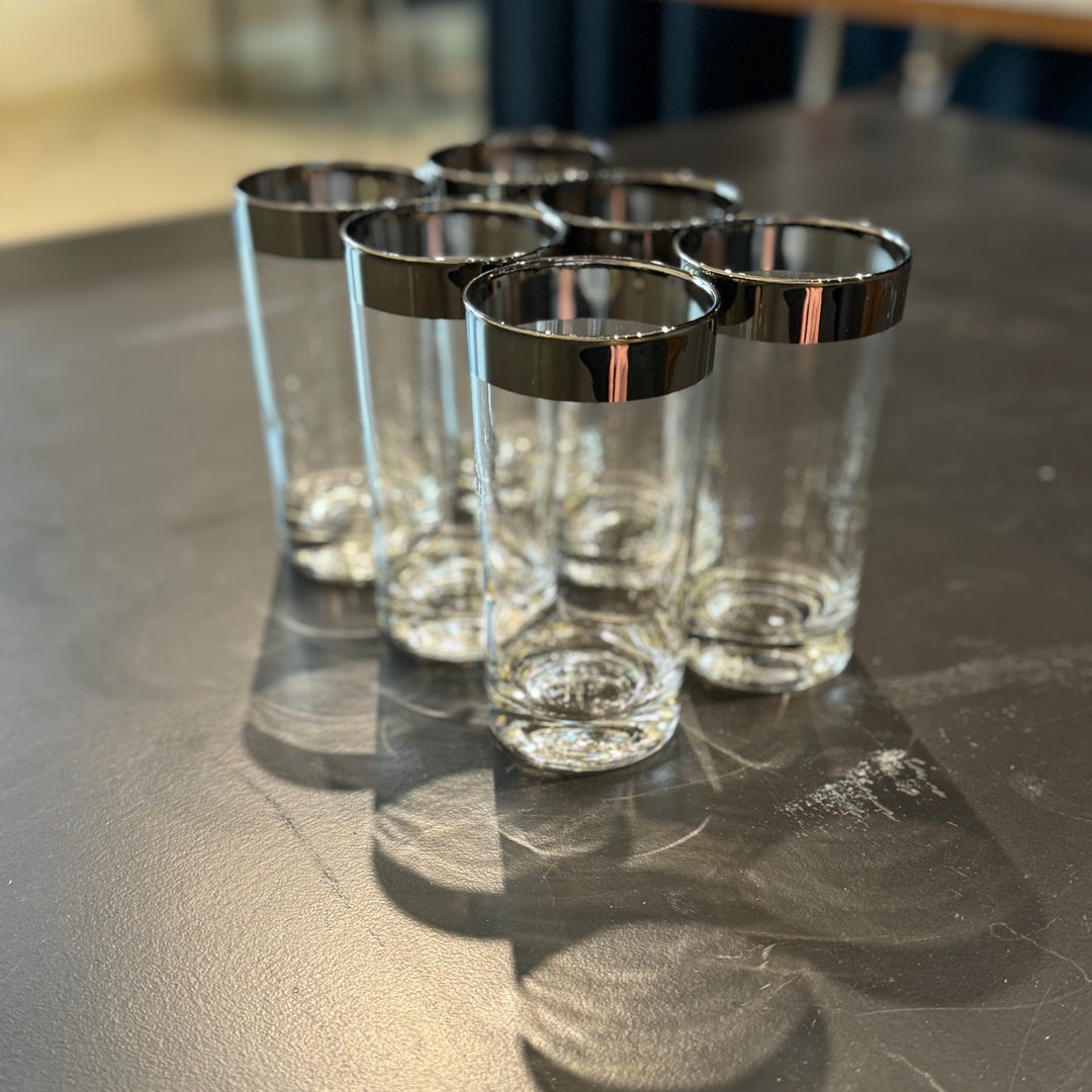 Set of 6 Platinum Band Hiball Glasses