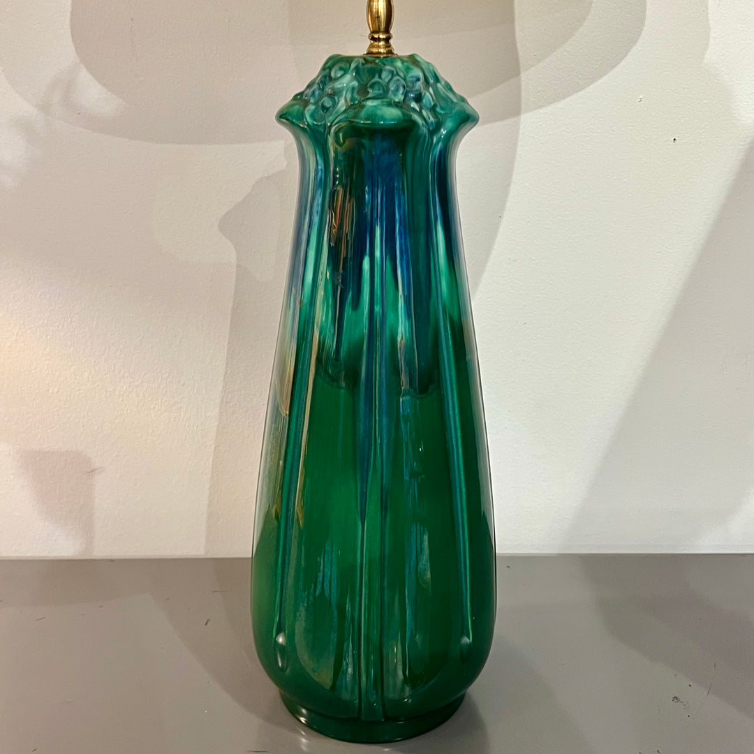 Ceramic Table Lamp w/Green & Blue Glaze