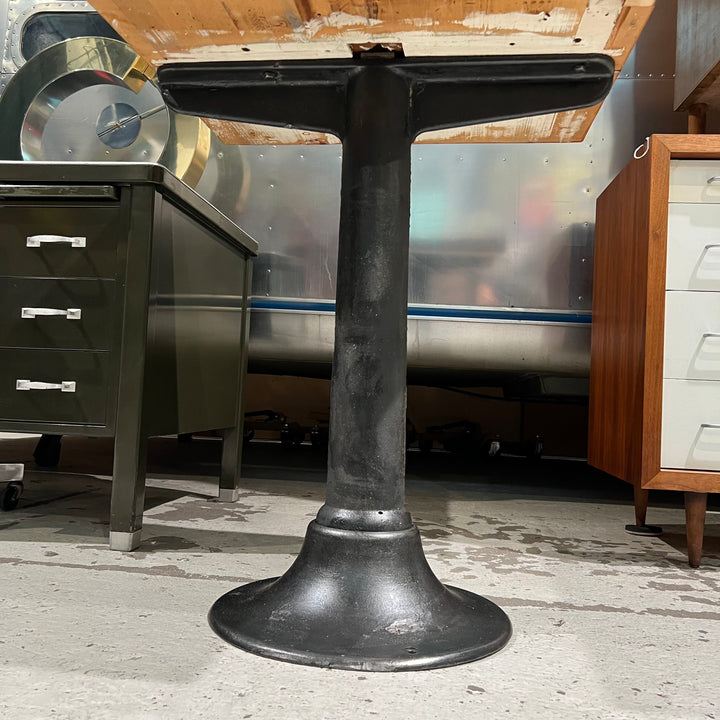 Restored Antique Industrial Work Table w/Massive Steel Base