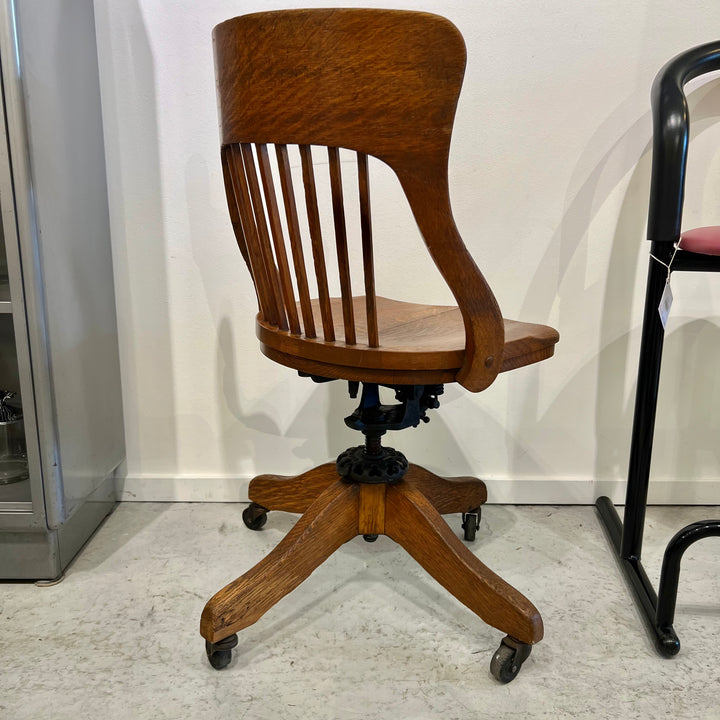 Milwaukee Chair Co. Solid Oak Slat Back Swivel Desk Chair
