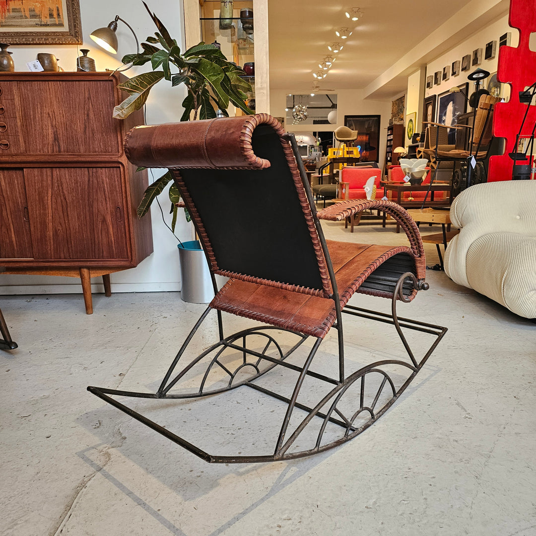 Iron & Leather Rocking Chair