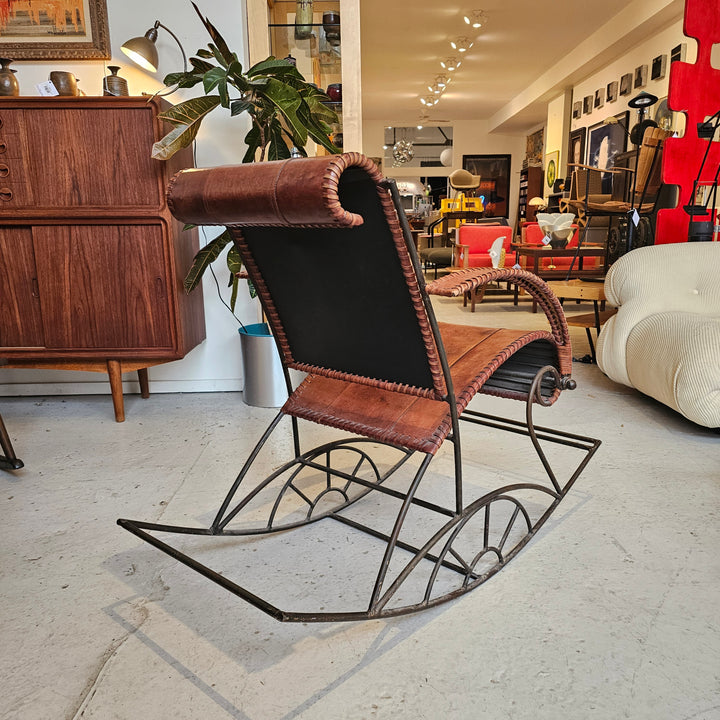 Iron & Leather Rocking Chair