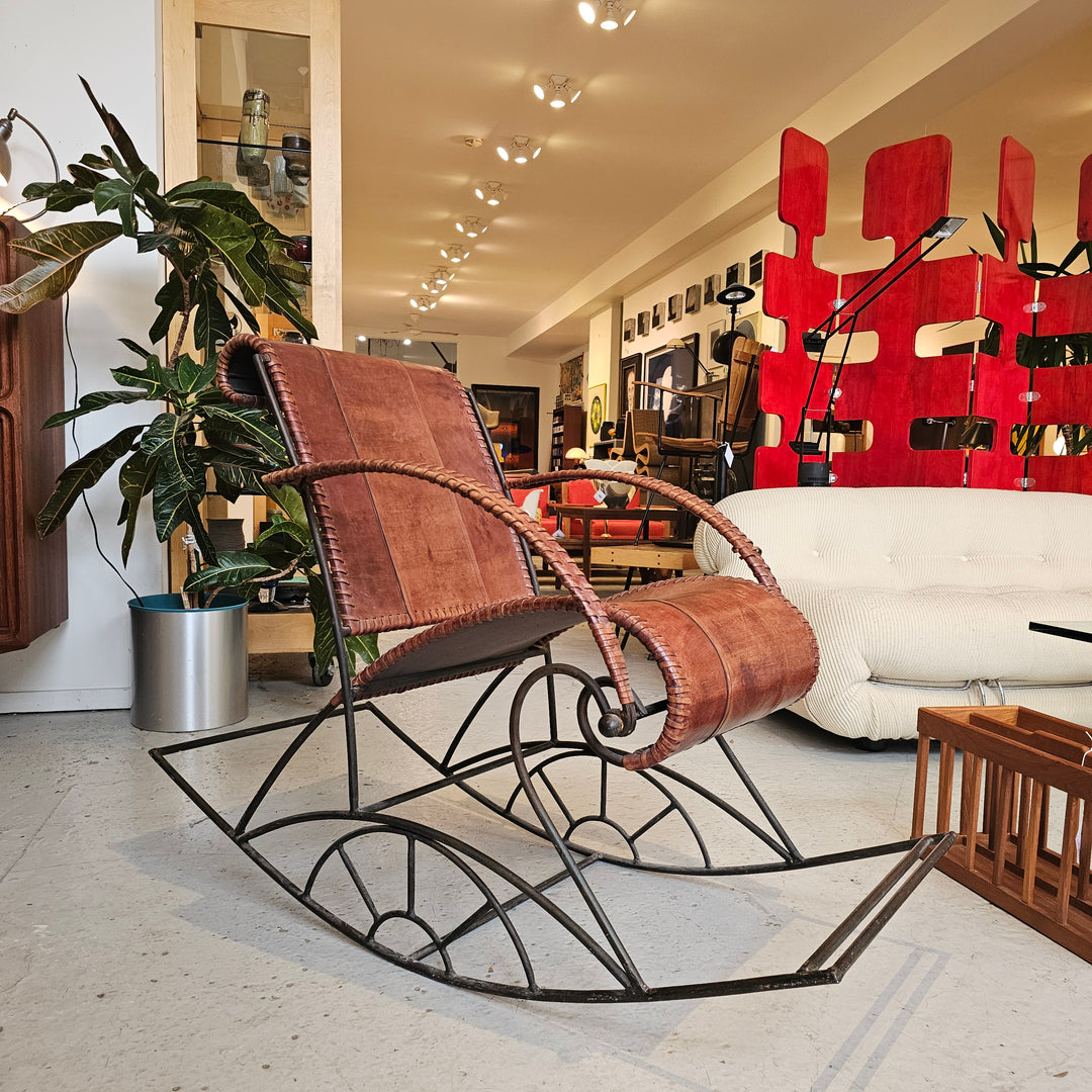 Iron & Leather Rocking Chair