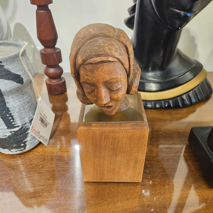 Vintage Carved Bust of Woman