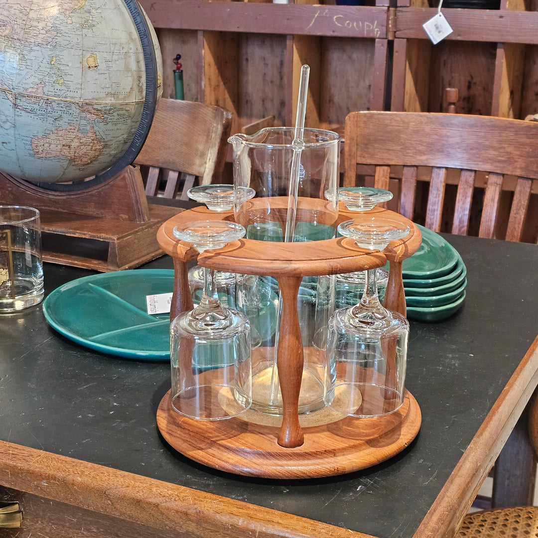 6pc Good Wood Cocktail Set w/Teak Holder