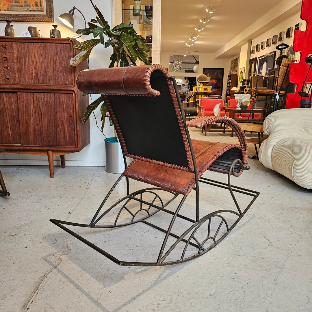 Iron & Leather Rocking Chair