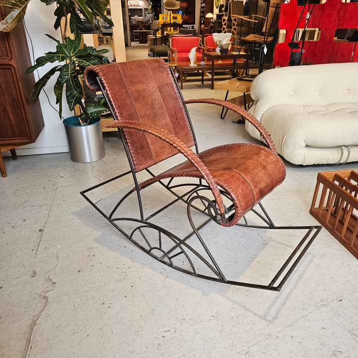 Iron & Leather Rocking Chair