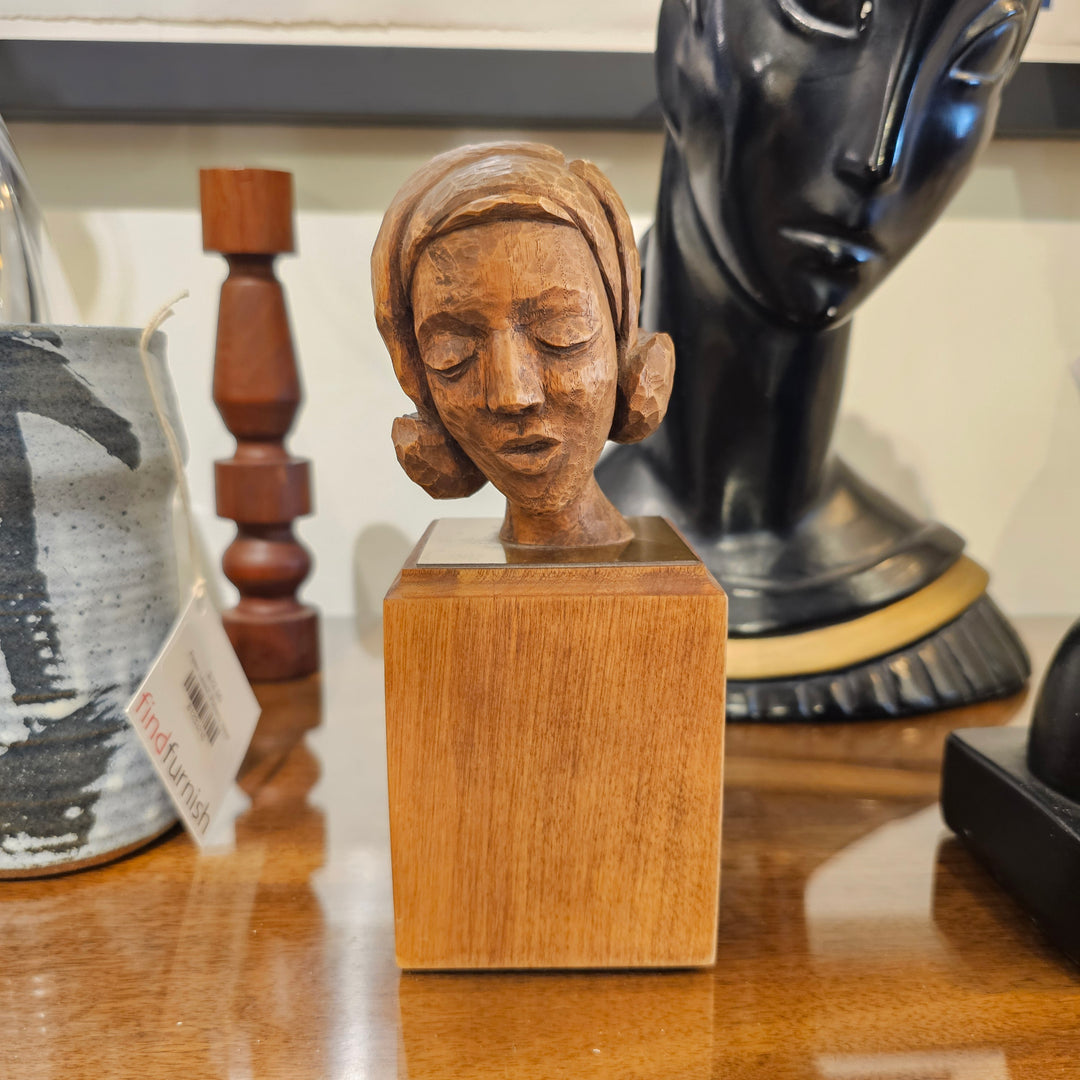 Vintage Carved Bust of Woman