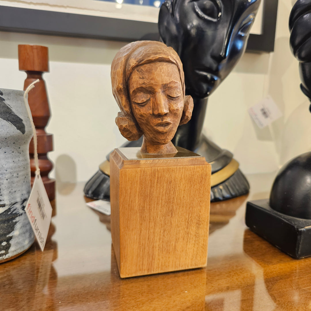 Vintage Carved Bust of Woman