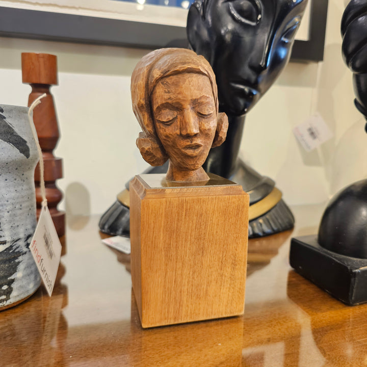 Vintage Carved Bust of Woman